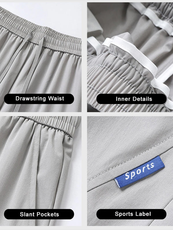 2024 Joggers Eis Seide Jogginghose Sportswear Atmungs Kühlen Kordelzug Casual Track