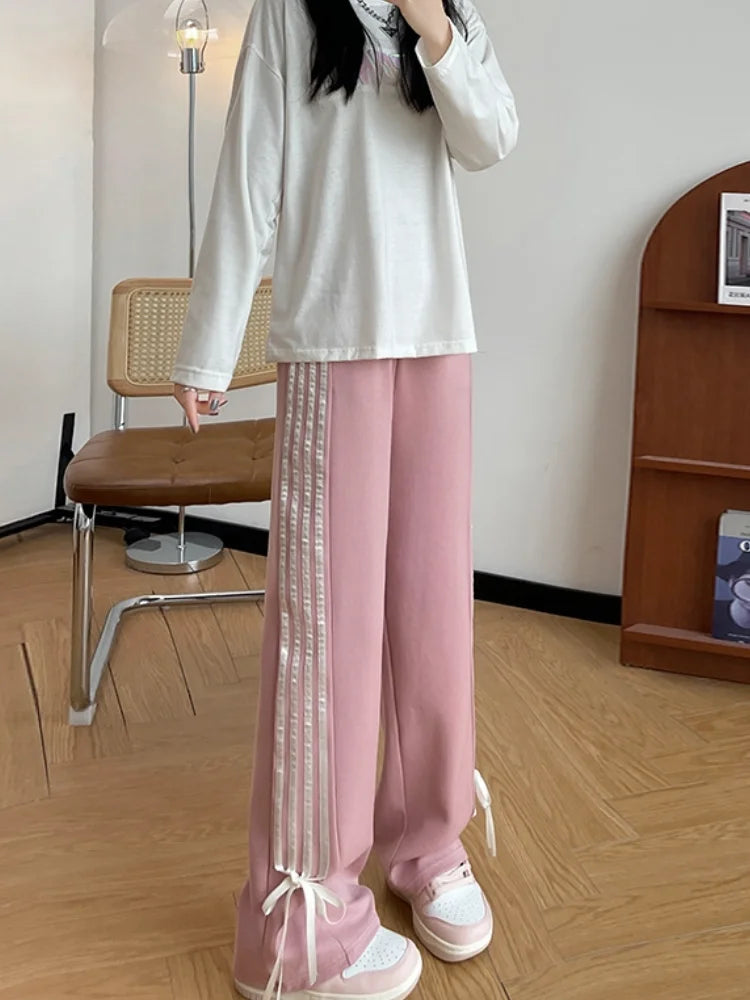 Y2k Striped Sweatpants 2024 High Waist Harajuku Trousers Streetwear