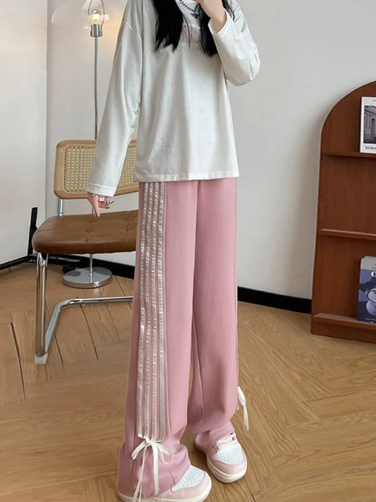 Y2k Striped Sweatpants 2024 High Waist Harajuku Trousers Streetwear