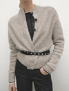 Womens Mock Neck Knit Cardigan Minimalist Spring Casual Sweater