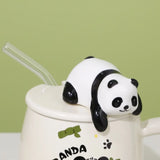 Nette cartoon panda Keramik Becher 400ml Mit Deckel und Löffel Kaffee tassen Milch