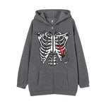 Y2K Dark Skull Skelett Zip Up Hoodie Herrenjacke