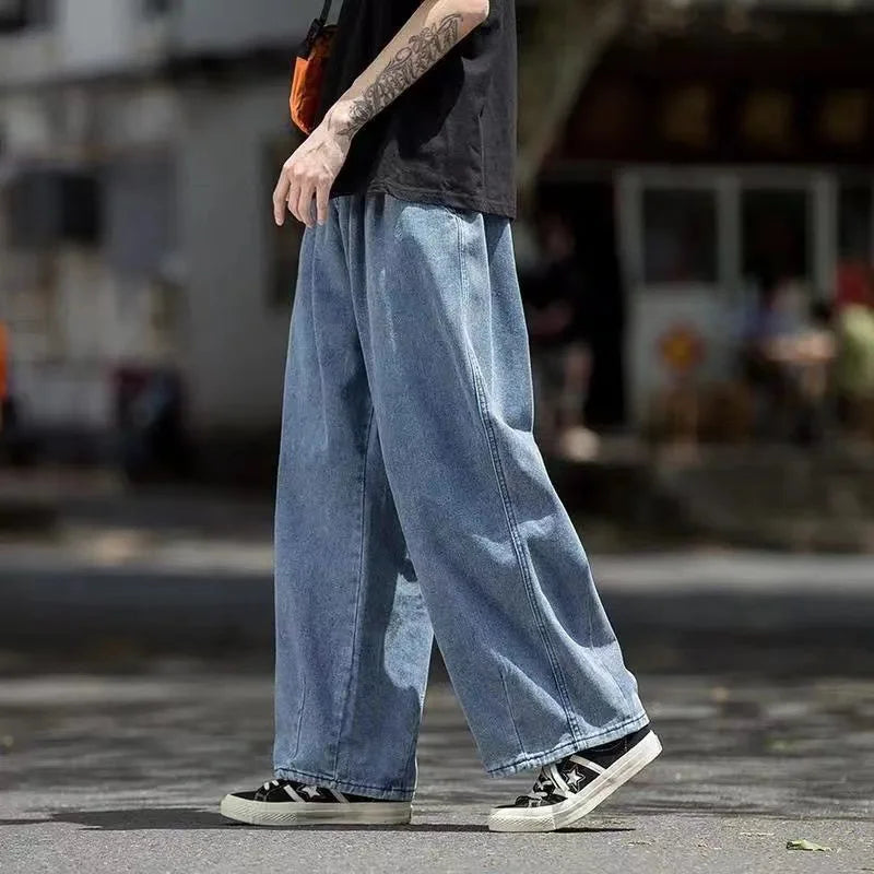 Men Jeans Wide Leg Denim Cargo jean pants Loose Straight Baggy hip hop