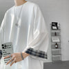 Mens Oversized Plaid Tshirt Korean Style Loose Fit Short Sleeve