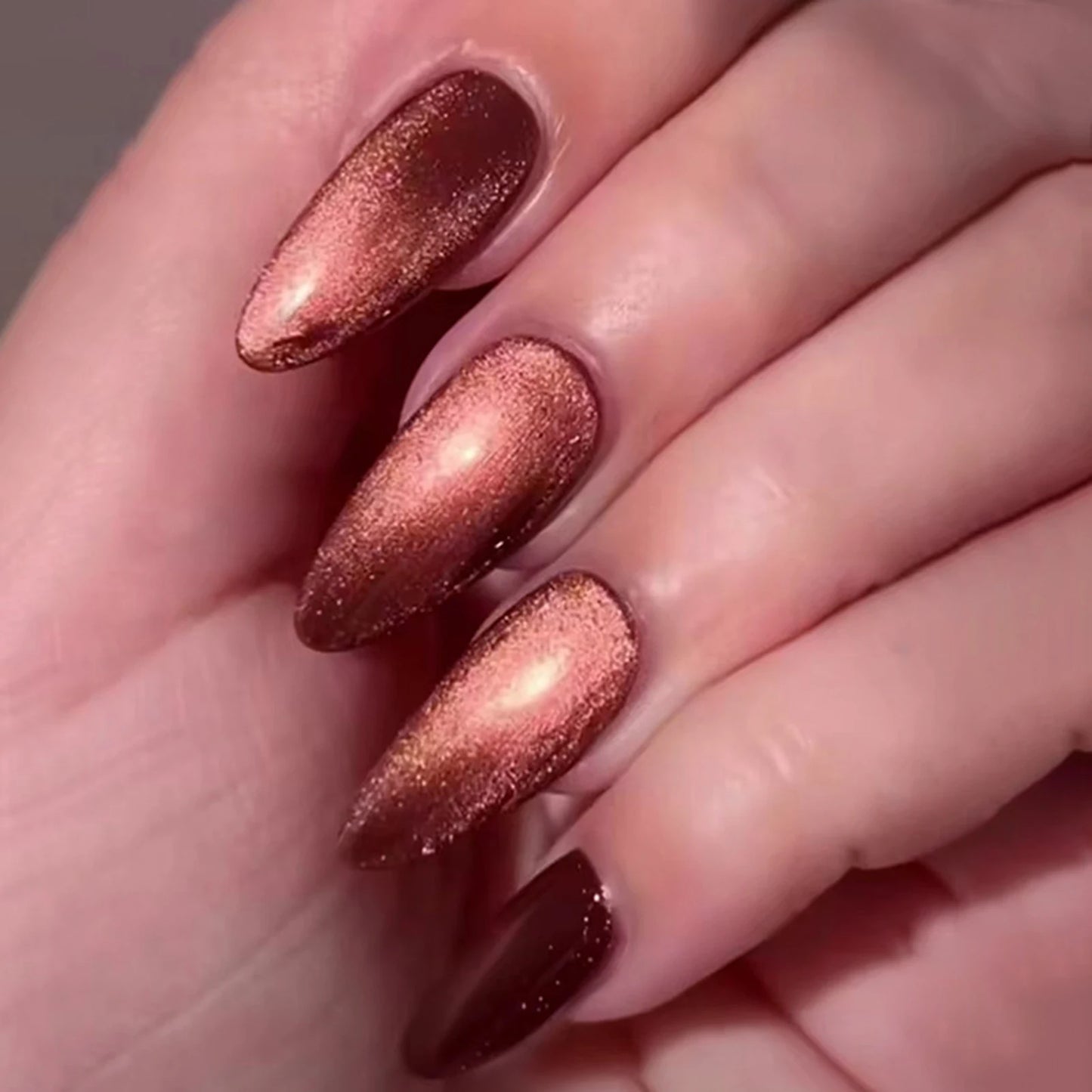 Brown Cat Eye Gel Nails Unique and Trendy Nail Art