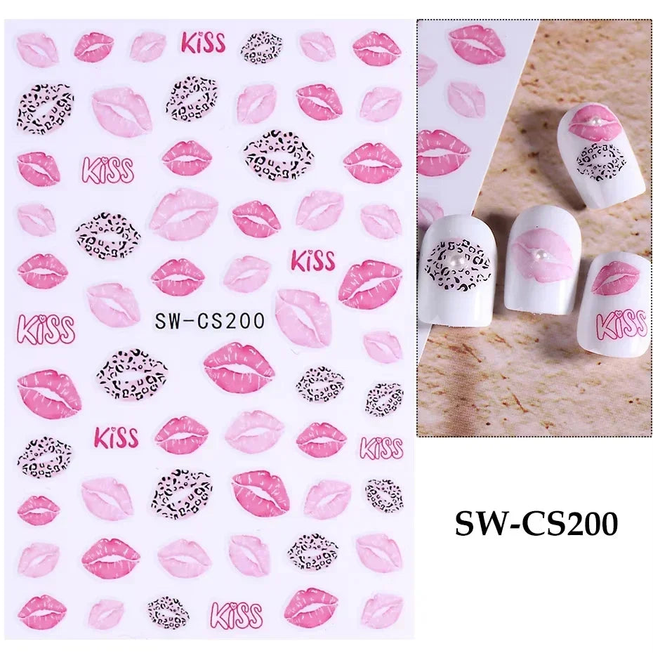 Pink Kiss Nail Art Stickers