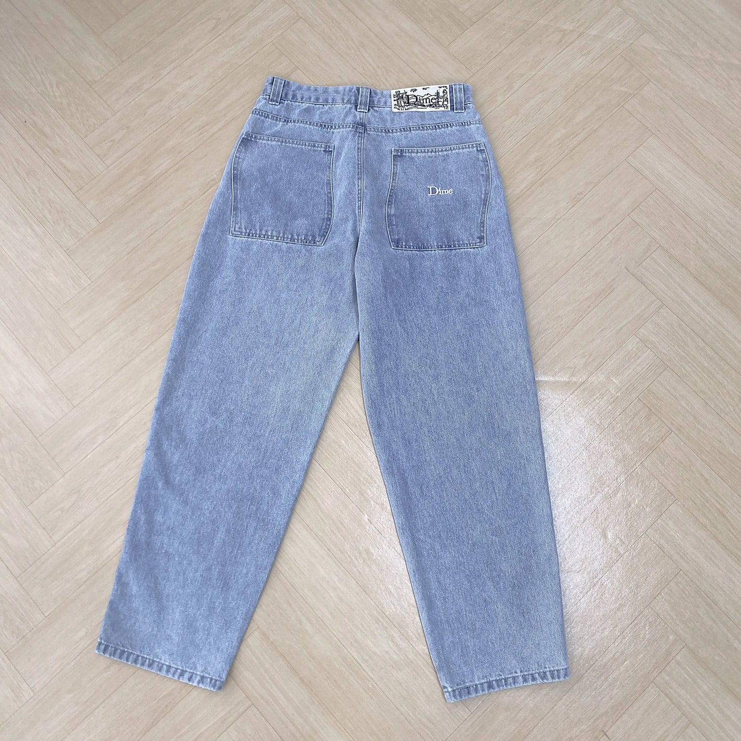 Embroidered Denim Dime Pants Baggy Y2k Skate Style Jeans