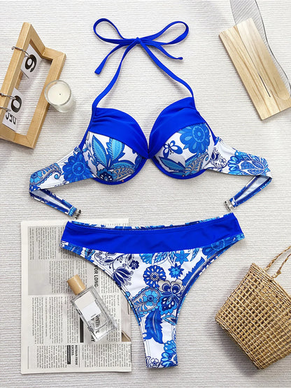 Splicing Underwired Bikini Set