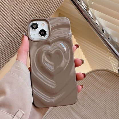 Luxury Electroplate Silver Heart Water Ripple Phone Case for iPhone Soft Silicone