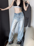 Vintage Blue Jeans Women Baggy Y2k Wide High Waist Denim Trousers Retro Streetwear Oversized