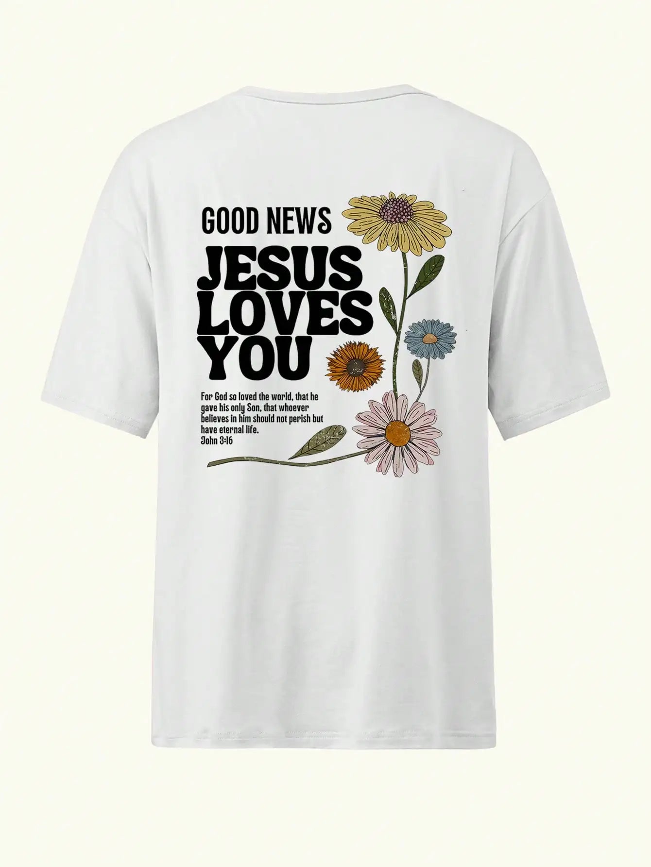 Floral Jesus Loves You T-Shirt Casual Short Sleeve Women’s Top