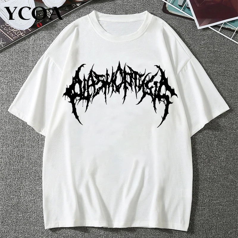 Graphic Streetwear Hip Hop Goth Summer Y2K Print Harajuku Short Sleeve Cotton