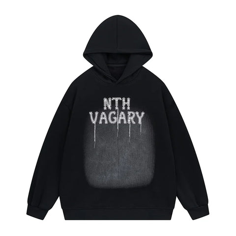 Men Letter Print Nth Vagary Hoodie Streetwear Casual Pullover