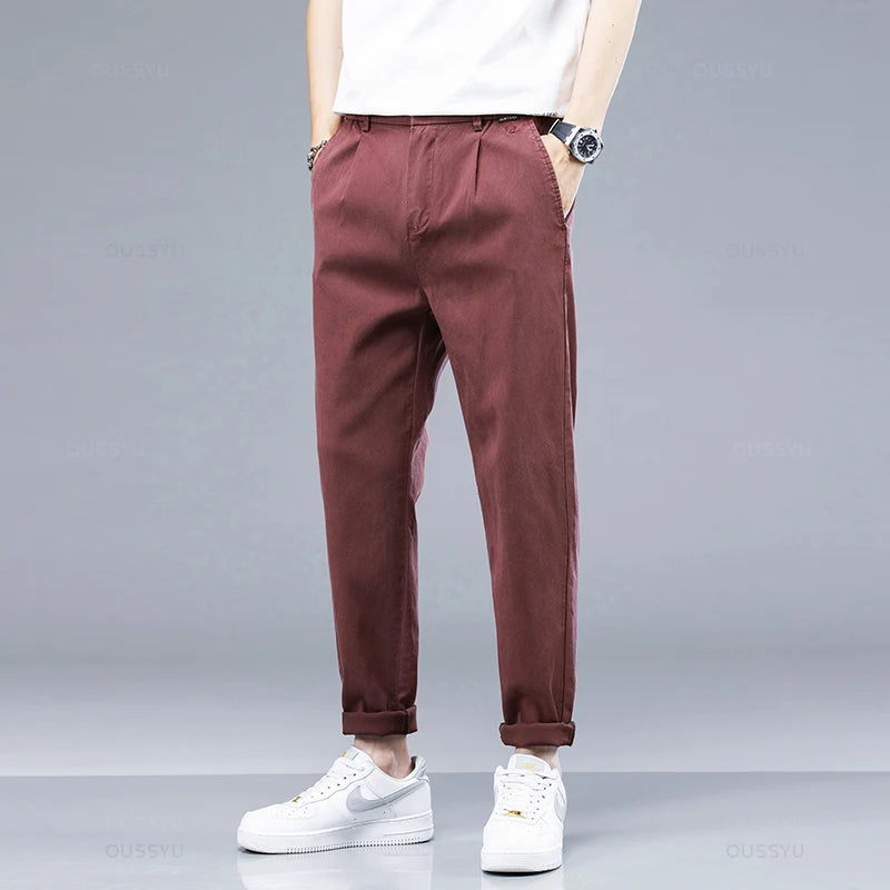 Korean Elastic Waist Lyocell Fabric Casual Pants Men