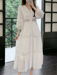 Vintage White Long Dress Women Summer 2024 Lace