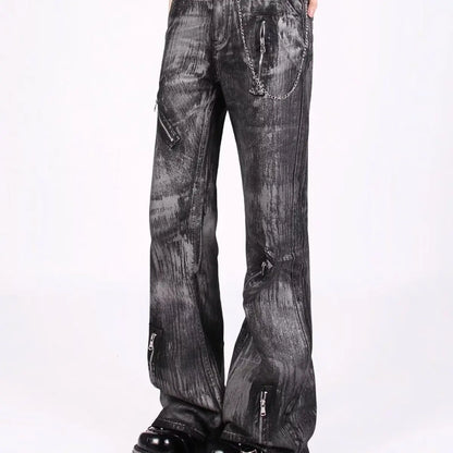 Y2K Chain Detail High-Waisted Baggy Denim Jeans