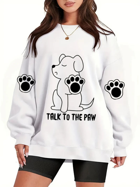 Talk To The Prw Print Loose Fleece Sweatshirt