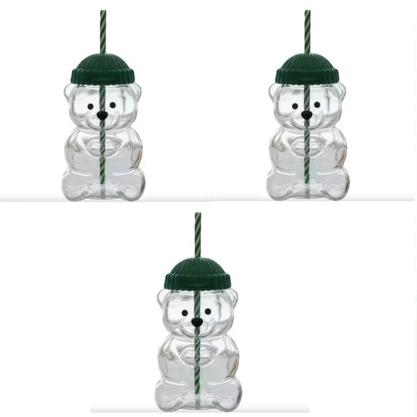 Cute Bear Glass Cup With Straw Large Aesthetic Iced Coffee Tumbler