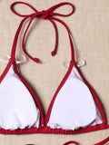 Triangle Tie Side Bikini Swimsuit 2024 New Arrival Biquini Padded Bra Sexy Solid Bikini