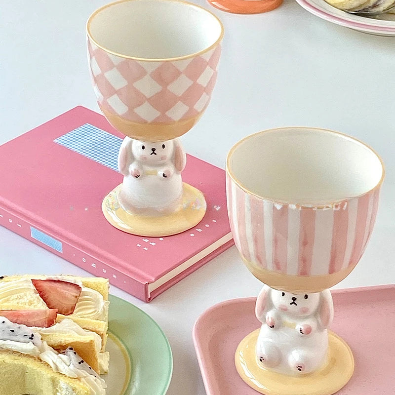 Rabbit Goblet Cute Handdrawn 3D Hand Pinched Mug Irregular Large Capacity Coffee Cup