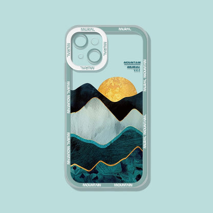 Mountain Mural Scenery Soft Silicone Case for iPhone