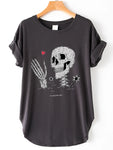 Funny Skull Skeleton Print Women TShirt Vintage Summer T Shirt Femme 90s