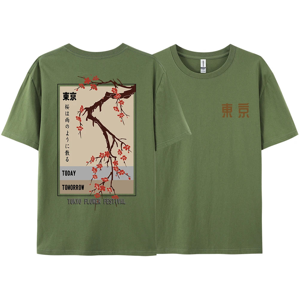 Today Tomorrow Tokyo Flower Festival T Shirt Unisex Fashion O-Neck