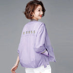 Jacket Women Daisy Embroidery Thin Casual Outerwear