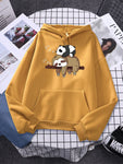 Panda Lying On A Sloth Prints Women Sweatshirt Autumn Fleece Warm Hooded