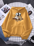 Panda Lying On A Sloth Prints Women Sweatshirt Autumn Fleece Warm Hooded