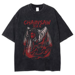 T-shirt Chainsaw Man Vintage Oversized Summer Harajuku Tops Cotton Tees - xinnzy
