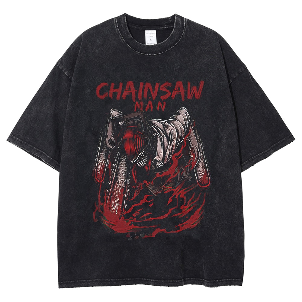 T-Shirt Chainsaw Men Oversized Streetwear Harajuku