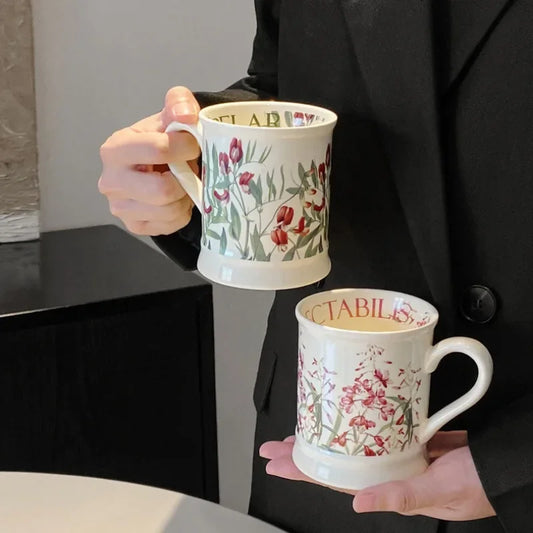 Vintage Ceramic Hand-Painted Butterfly Mug 380ml Heat-Resistant Cup