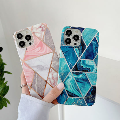 Electroplated Marble Phone Case For iPhone  Soft Silicon Back Cover Bumper