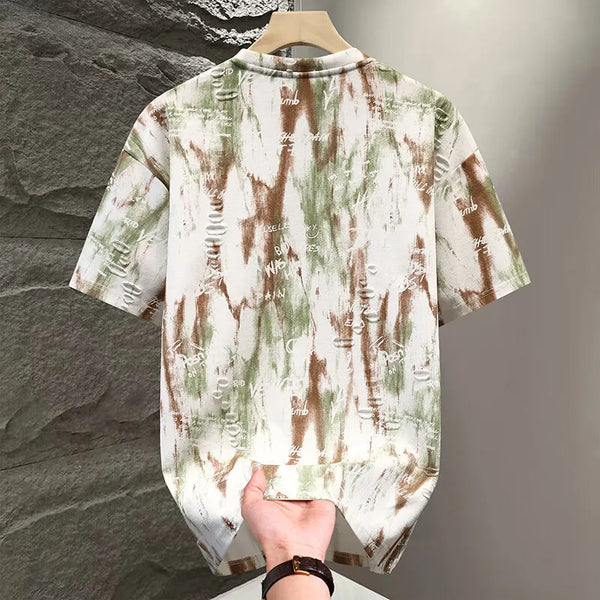 Mens Distressed Ripped T Shirt Oversized Crew Neck Streetwear