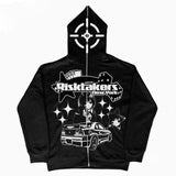 Amerikanische Retro High Street Hoodies Coole Kapuzen-Cardigan-Frauen-Sweatshirt Neue lose Reißverschlussjacke für Four Seasons Streetwear