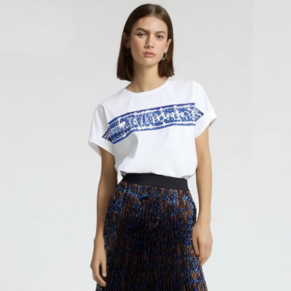 Women's Summer Cotton Tee O-Neck Letter Print Basic Top