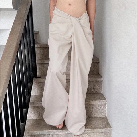 Irregular Low Waist Wide Leg Pants Chic Casual Street Style