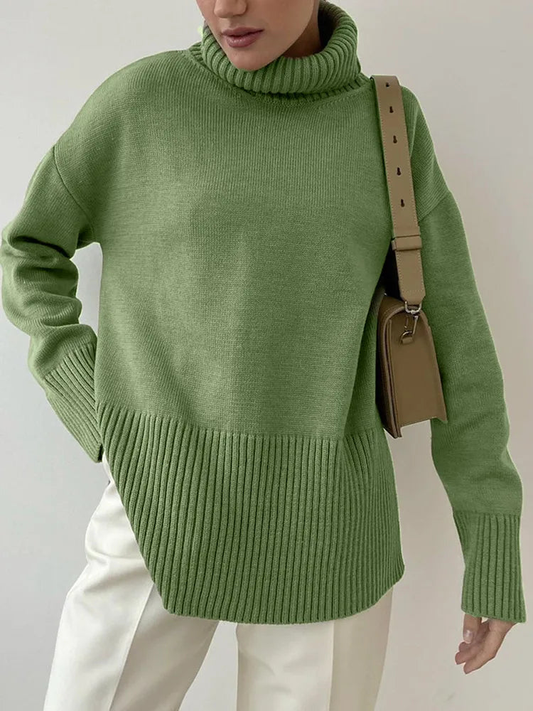 Women’s Oversized Turtleneck Sweater Loose Knit