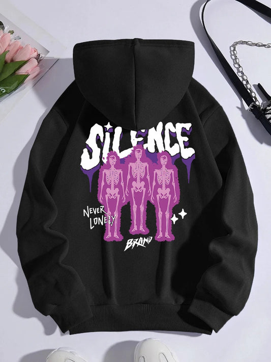 Silence Never Lonely Skeleton Hoodie
