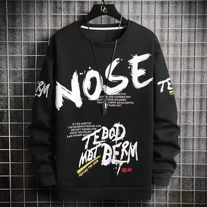 Men's Vintage Y2K Printed Round Neck Pullover Sweatshirt Fashion Trend