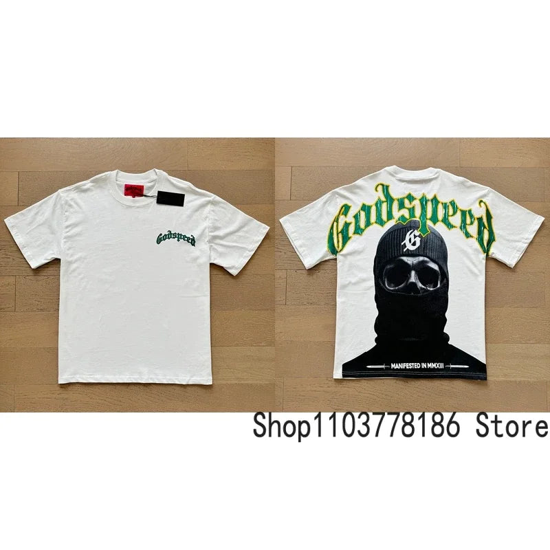 White Godspeed Tee Unisex Classic Holiday Scenery Print T-Shirt