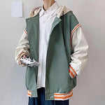 Trendy Pockets Drawstring Patchwork Color Baseball Jacket Coat