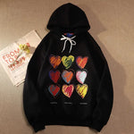 American Handpainted Love Print Hoodies Women Y2k Sweatshirt New Loose Fitting