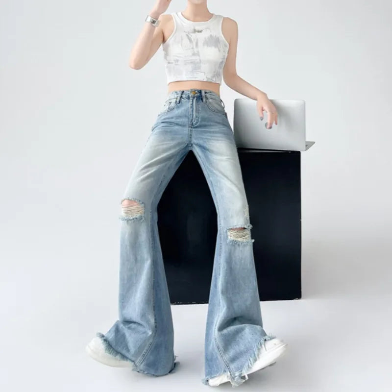 Harajuku Y2K Gradient Flared Denim Jeans