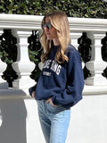 Letter Embroidered Women Sweatshirts Loose Fashion Pullovers Tops Oversized