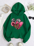 Women's Heart Print High Street Hoodie