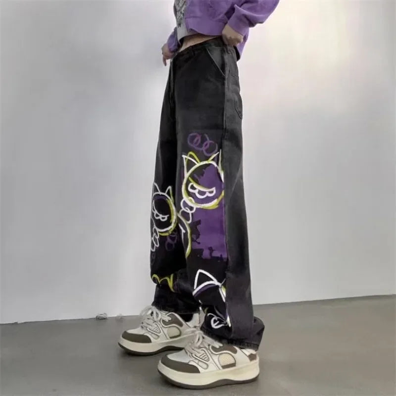 Women's High Waist Goth Punk Oversized Jeans