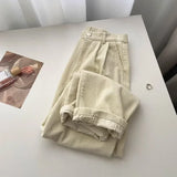 Retro High Waist Corduroy Pants Trousers Korean Fashion