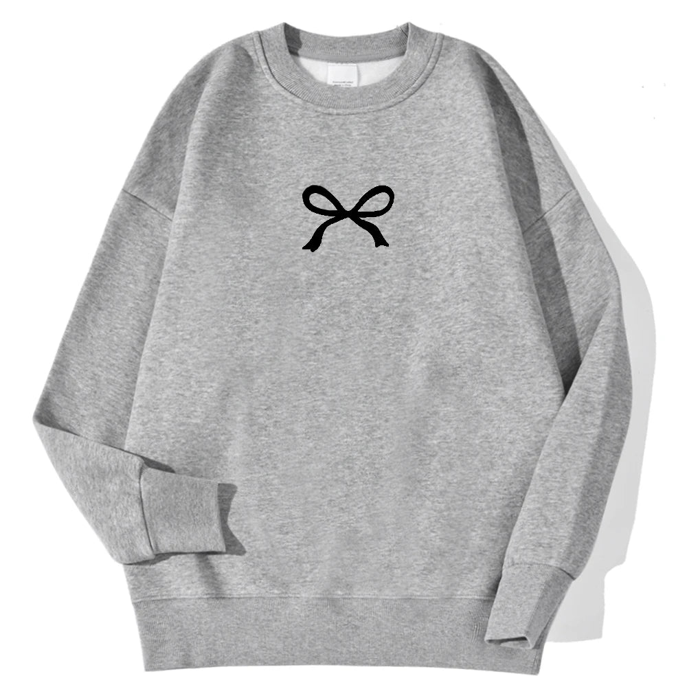 Casual Women's Sweatshirts Kawaii Bow Graphic Prints Pullover
